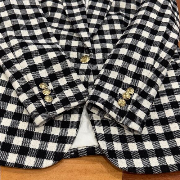 NWT J. Crew Wool Blend Black and White Plaid Gingham Checker Blazer Size 2 - Picture 8 of 12